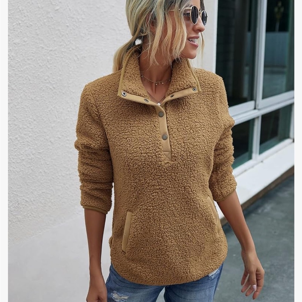 Camel color warm fuzzy pullover